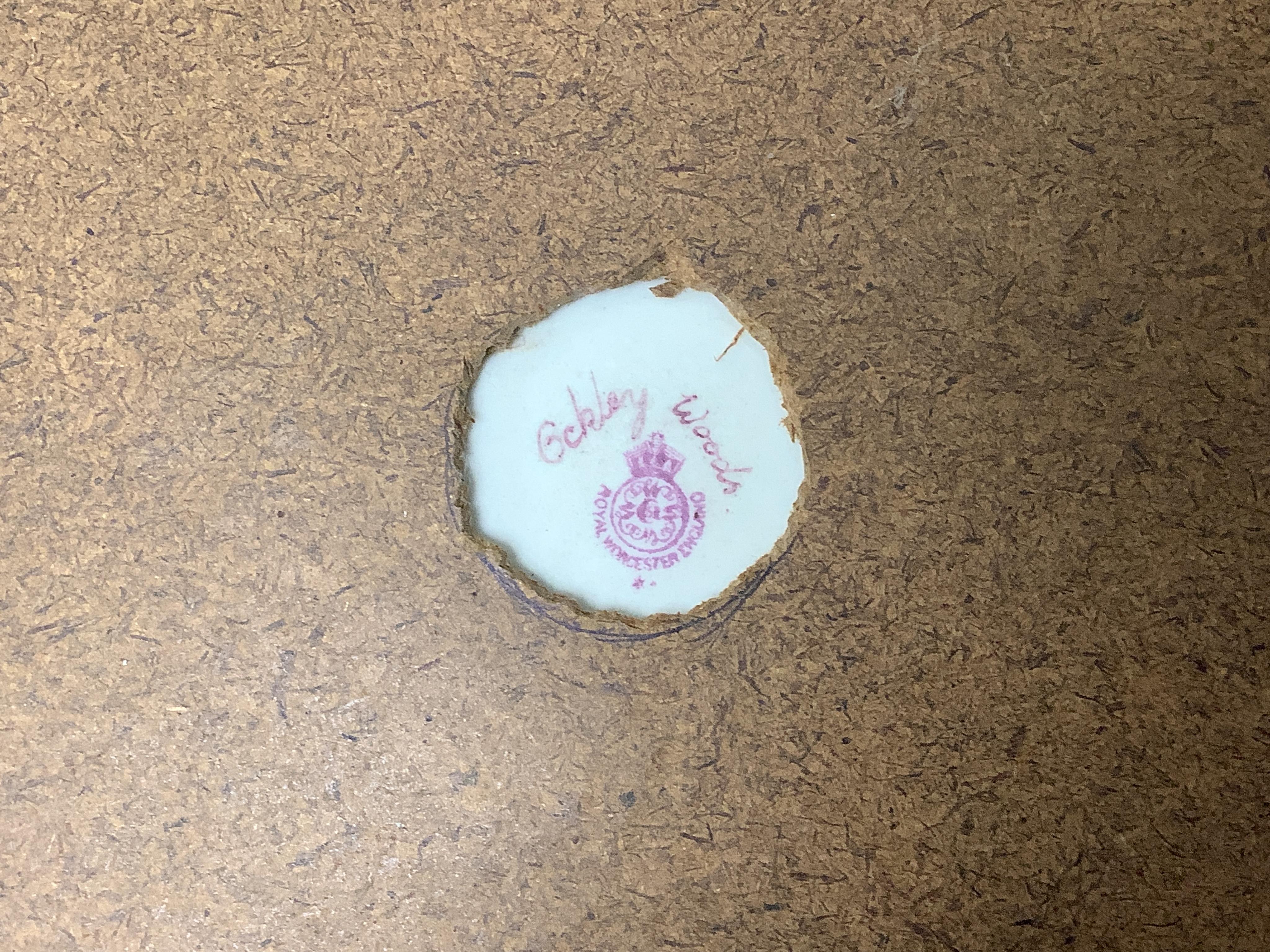 A Royal Worcester circular porcelain plaque depicting a ‘Eckley Woods’ by Raymond Rushton, gilt framed, overall 28cm high